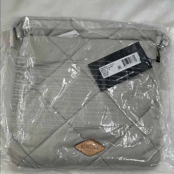 MZ Wallace Quilted Madison Flat Crossbody NWT, unopened. Light grey “Frost” - Picture 3 of 9